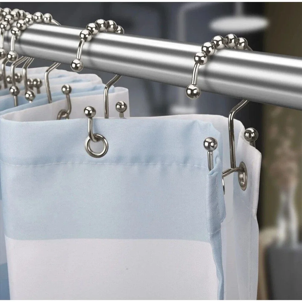 Titanker Shower Curtain Hooks Set of 12 Rustproof Metal Double Glide Rings